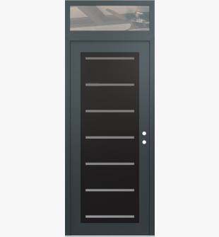 Diamond C11 36" x 96" anthracite/anthracite frosted Glass Panel black LHI with Transom clear Glass