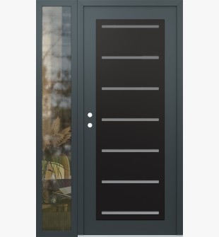 Diamond C11 48" x 80" anthracite/anthracite frosted Glass Panel black RHI with Sidelite clear Glass
