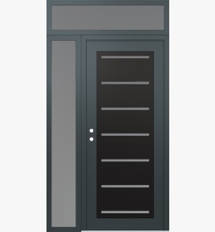 Diamond C11 48" x 96" anthracite/anthracite frosted Glass Panel black RHI with Sidelite and Transom frosted Glass