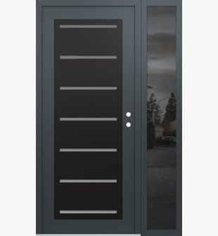 Diamond C11 48" x 80" anthracite/anthracite frosted Glass Panel black LHI with Sidelite mirrored Glass
