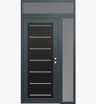 Diamond C11 50" x 96" anthracite/anthracite frosted Glass Panel black LHI with Sidelite and Transom frosted Glass