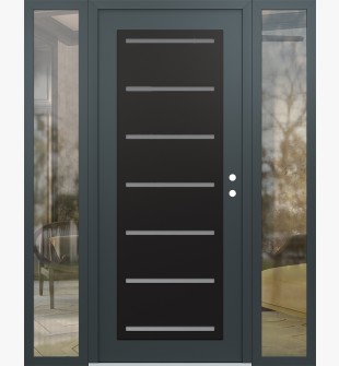 Diamond C11 68" x 80" anthracite/anthracite frosted Glass Panel black LHI with 2 Sidelites clear Glass