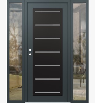 Diamond C11 64" x 80" anthracite/anthracite frosted Glass Panel black RHI with 2 Sidelites clear Glass