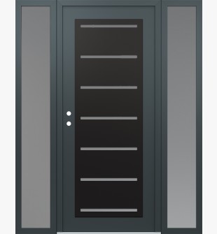 Diamond C11 64" x 80" anthracite/anthracite frosted Glass Panel black RHI with 2 Sidelites frosted Glass