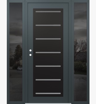 Diamond C11 60" x 80" anthracite/anthracite frosted Glass Panel black RHI with 2 Sidelites mirrored Glass