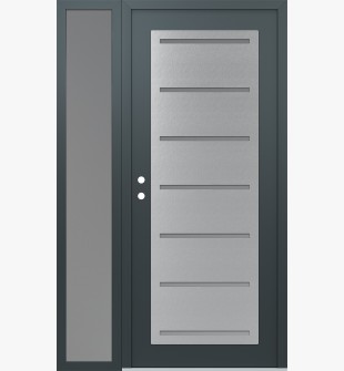 Diamond C11 50" x 80" anthracite/anthracite frosted Glass Panel stainless steel RHI with Sidelite frosted Glass