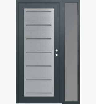 Diamond C11 52" x 80" anthracite/anthracite frosted Glass Panel stainless steel LHI with Sidelite frosted Glass