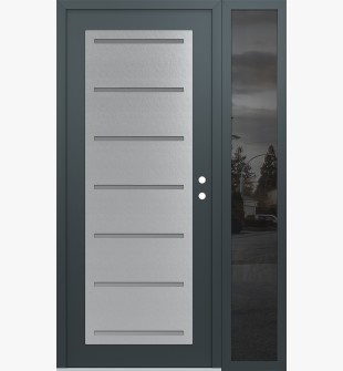 Diamond C11 50" x 80" anthracite/anthracite frosted Glass Panel stainless steel LHI with Sidelite mirrored Glass