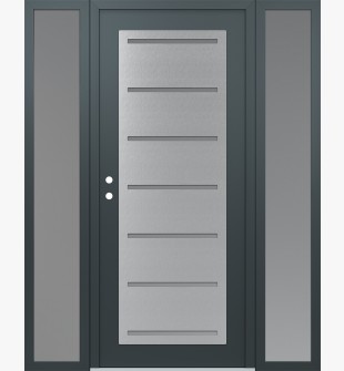 Diamond C11 68" x 80" anthracite/anthracite frosted Glass Panel stainless steel RHI with 2 Sidelites frosted Glass