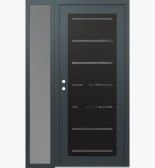 Diamond C11 52" x 80" anthracite/anthracite mirrored Glass Panel black RHI with Sidelite frosted Glass