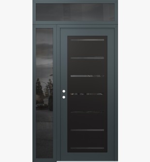 Diamond C11 50" x 96" anthracite/anthracite mirrored Glass Panel black RHI with Sidelite and Transom mirrored Glass