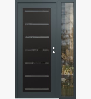 Diamond C11 52" x 80" anthracite/anthracite mirrored Glass Panel black LHI with Sidelite clear Glass