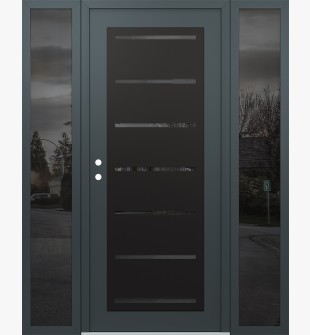 Diamond C11 64" x 80" anthracite/anthracite mirrored Glass Panel black RHI with 2 Sidelites mirrored Glass
