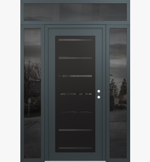 Diamond C11 68" x 96" anthracite/anthracite mirrored Glass Panel black LHI with 2 Sidelites and Transom mirrored Glass