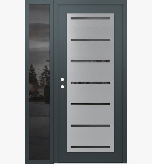 Diamond C11 48" x 80" anthracite/anthracite mirrored Glass Panel stainless steel RHI with Sidelite mirrored Glass