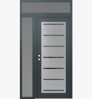 Diamond C11 52" x 96" anthracite/anthracite mirrored Glass Panel stainless steel RHI with Sidelite and Transom frosted Glass