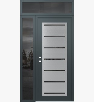 Diamond C11 50" x 96" anthracite/anthracite mirrored Glass Panel stainless steel RHI with Sidelite and Transom mirrored Glass