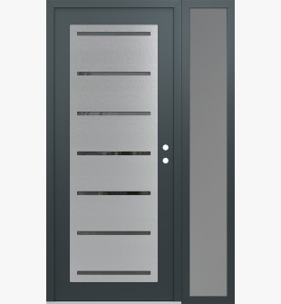 Diamond C11 50" x 80" anthracite/anthracite mirrored Glass Panel stainless steel LHI with Sidelite frosted Glass