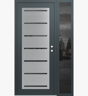 Diamond C11 48" x 80" anthracite/anthracite mirrored Glass Panel stainless steel LHI with Sidelite mirrored Glass