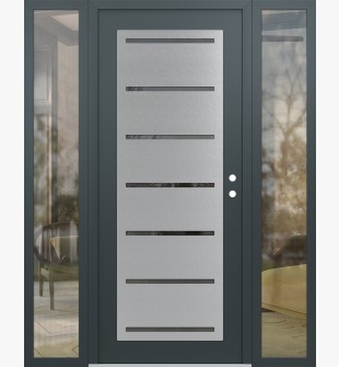 Diamond C11 68" x 80" anthracite/anthracite mirrored Glass Panel stainless steel LHI with 2 Sidelites clear Glass
