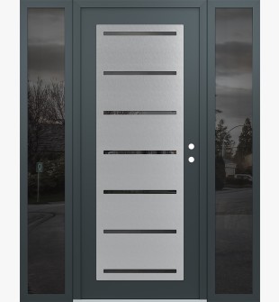 Diamond C11 68" x 80" anthracite/anthracite mirrored Glass Panel stainless steel LHI with 2 Sidelites mirrored Glass