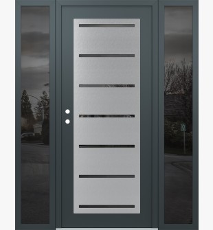 Diamond C11 60" x 80" anthracite/anthracite mirrored Glass Panel stainless steel RHI with 2 Sidelites mirrored Glass