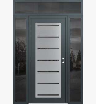 Diamond C11 60" x 96" anthracite/anthracite mirrored Glass Panel stainless steel LHI with 2 Sidelites and Transom mirrored Glass