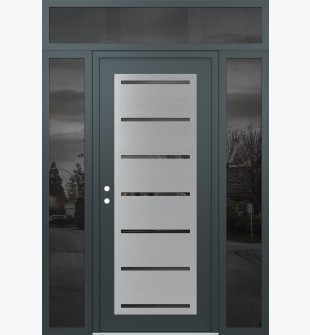 Diamond C11 60" x 96" anthracite/anthracite mirrored Glass Panel stainless steel RHI with 2 Sidelites and Transom mirrored Glass