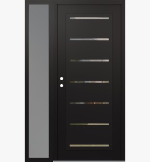 Diamond C11 48" x 80" black/black clear Glass Panel black RHI with Sidelite frosted Glass