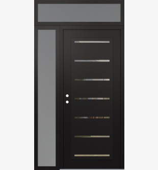Diamond C11 50" x 96" black/black clear Glass Panel black RHI with Sidelite and Transom frosted Glass