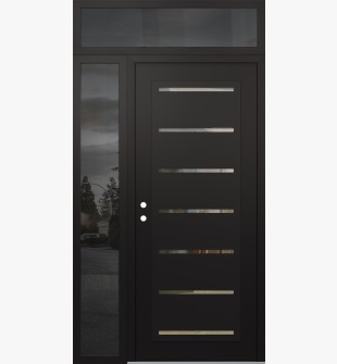 Diamond C11 50" x 96" black/black clear Glass Panel black RHI with Sidelite and Transom mirrored Glass