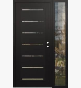 Diamond C11 48" x 80" black/black clear Glass Panel black LHI with Sidelite clear Glass