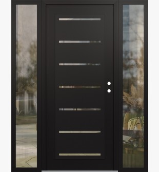 Diamond C11 68" x 80" black/black clear Glass Panel black LHI with 2 Sidelites clear Glass