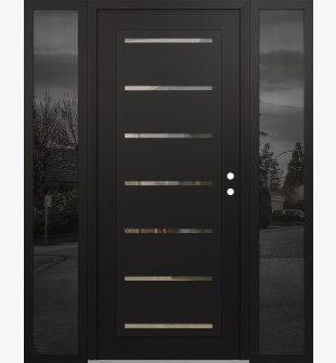 Diamond C11 60" x 80" black/black clear Glass Panel black LHI with 2 Sidelites mirrored Glass