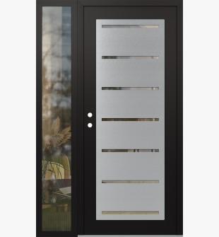 Diamond C11 50" x 80" black/black clear Glass Panel stainless steel RHI with Sidelite clear Glass