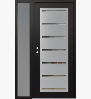 Diamond C11 48" x 80" black/black clear Glass Panel stainless steel RHI with Sidelite frosted Glass
