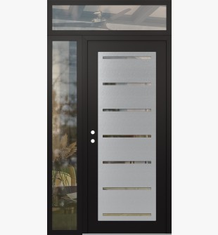 Diamond C11 50" x 96" black/black clear Glass Panel stainless steel RHI with Sidelite and Transom clear Glass