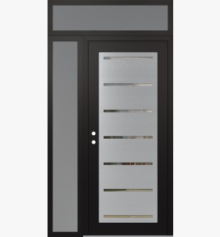 Diamond C11 50" x 96" black/black clear Glass Panel stainless steel RHI with Sidelite and Transom frosted Glass