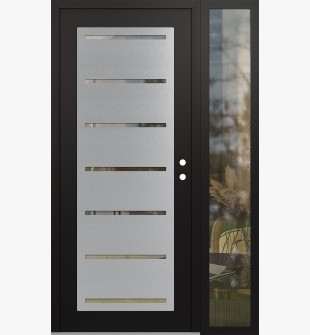 Diamond C11 48" x 80" black/black clear Glass Panel stainless steel LHI with Sidelite clear Glass