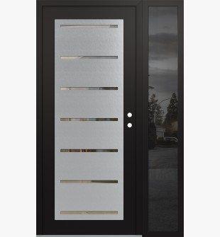 Diamond C11 50" x 80" black/black clear Glass Panel stainless steel LHI with Sidelite mirrored Glass