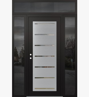 Diamond C11 68" x 96" black/black clear Glass Panel stainless steel RHI with 2 Sidelites and Transom mirrored Glass