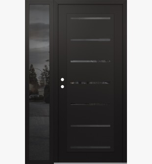 Diamond C11 48" x 80" black/black mirrored Glass Panel black RHI with Sidelite mirrored Glass