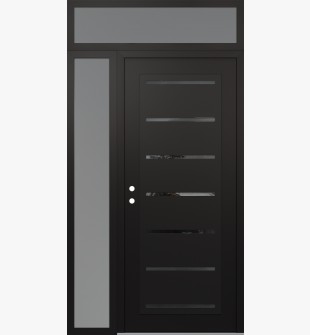 Diamond C11 52" x 96" black/black mirrored Glass Panel black RHI with Sidelite and Transom frosted Glass