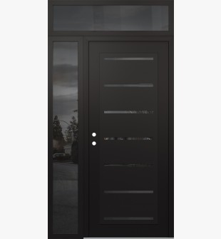 Diamond C11 48" x 96" black/black mirrored Glass Panel black RHI with Sidelite and Transom mirrored Glass