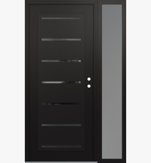 Diamond C11 48" x 80" black/black mirrored Glass Panel black LHI with Sidelite frosted Glass