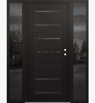 Diamond C11 64" x 80" black/black mirrored Glass Panel black LHI with 2 Sidelites mirrored Glass