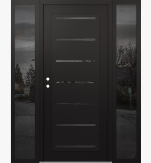 Diamond C11 68" x 80" black/black mirrored Glass Panel black RHI with 2 Sidelites mirrored Glass