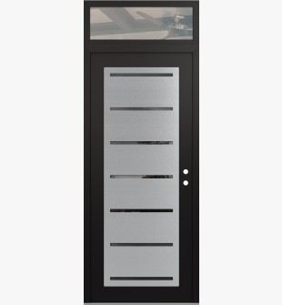 Diamond C11 36" x 96" black/black mirrored Glass Panel stainless steel LHI with Transom clear Glass