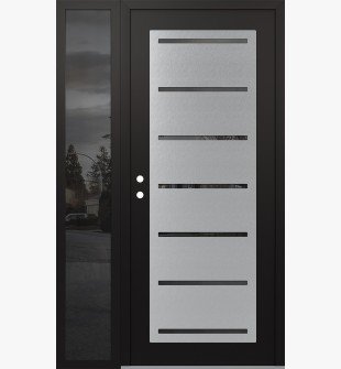 Diamond C11 50" x 80" black/black mirrored Glass Panel stainless steel RHI with Sidelite mirrored Glass