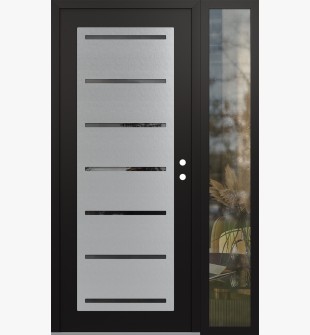 Diamond C11 50" x 80" black/black mirrored Glass Panel stainless steel LHI with Sidelite clear Glass